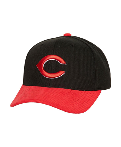 Mitchell & Ness Men's  Black, Red Cincinnati Reds Corduroy Pro Snapback Hat In Black,red