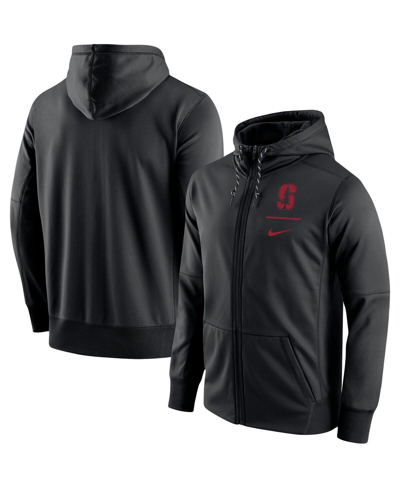 Nike Men's  Black Stanford Cardinal Logo Stack Performance Full-zip Hoodie