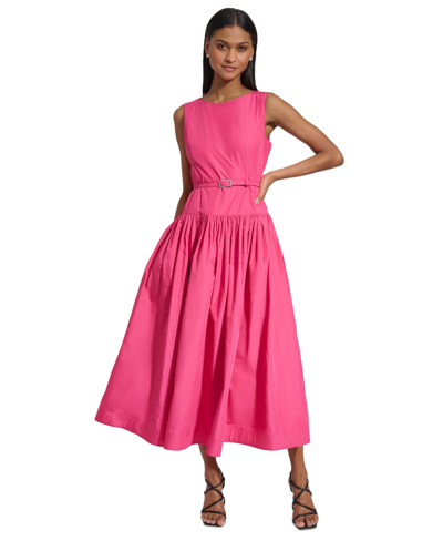 Karl Lagerfeld Women's Jewel-belted Sleeveless Dress In Fuchsia