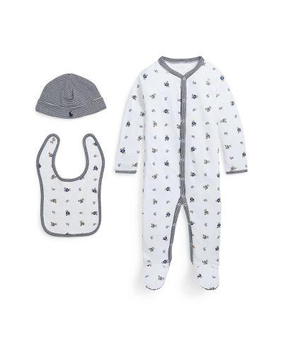 Polo Ralph Lauren Teddy Bear-print Cotton Babywear Set In White