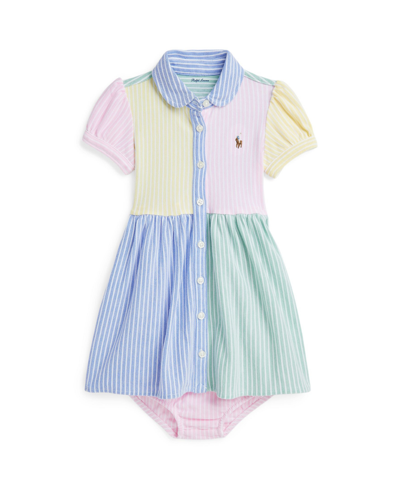 Polo Ralph Lauren Baby Girls Mesh Fun Shirtdress And Bloomer Set In Celadon Multi