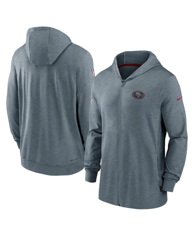 Nike Men's  Heather Gray San Francisco 49ers Sideline Team Pop Full-zip Hoodie Jacket