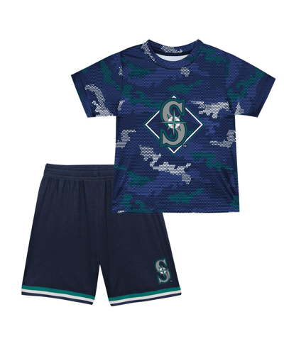 Fanatics Babies' Toddler Boys And Girls  Navy Seattle Mariners Field Ball T-shirt And Shorts Set