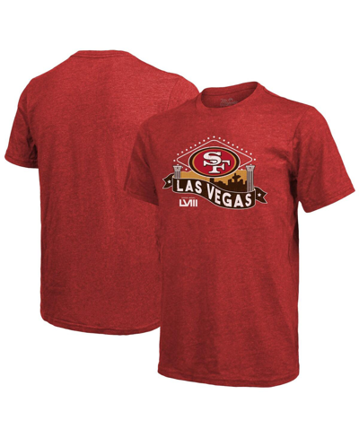 Majestic Men's  Threads Scarlet San Francisco 49ers Super Bowl Lviii Tri-blend T-shirt