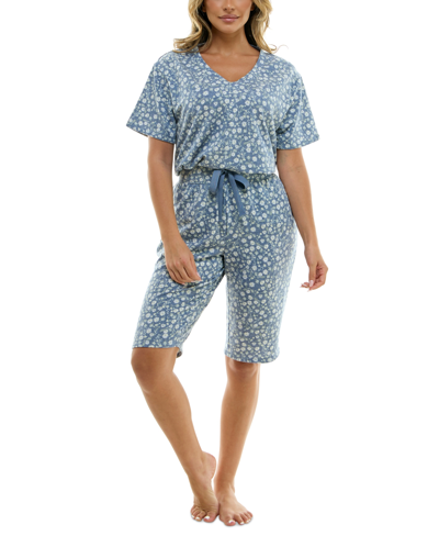 Roudelain Women's 2-pc. Printed Bermuda Pajamas Set In Daisy Showers