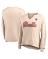 Fanatics Women's  Tan Distressed Chicago Bulls Go For It Long Sleeve Notch Neck T-shirt In Tan
