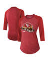 MAJESTIC WOMEN'S MAJESTIC THREADS SCARLET SAN FRANCISCO 49ERS SUPER BOWL LVIII VEGAS RAGLAN 3/4-SLEEVE TRI-BL