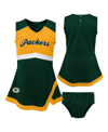 OUTERSTUFF GIRLS TODDLER GREEN GREEN BAY PACKERS CHEER CAPTAIN DRESS WITH BLOOMERS