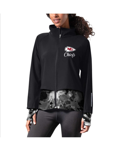 Msx By Michael Strahan Women's  Black Kansas City Chiefs Grace Raglan Full-zip Running Jacket