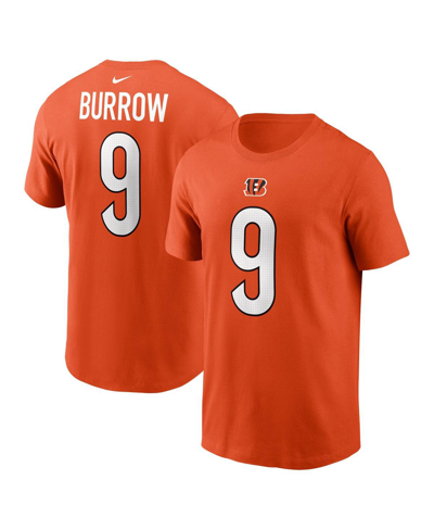 Nike Men's  Joe Burrow Orange Cincinnati Bengals Player Name And Number T-shirt