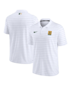 NIKE MEN'S NIKE WHITE OAKLAND ATHLETICS AUTHENTIC COLLECTION STRIPED PERFORMANCE PIQUE POLO SHIRT