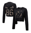 Majestic Threads Jack Hughes Black New Jersey Devils Leopard Print Name & Number Cropped Pullover Ho In Black