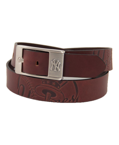 Eagles Wings Men's Brown New York Yankees Brandish Leather Belt