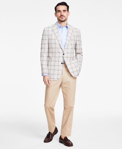 Brooks Brothers B By  Men's Classic-fit Windowpane Check Sport Coat In Beige Multi