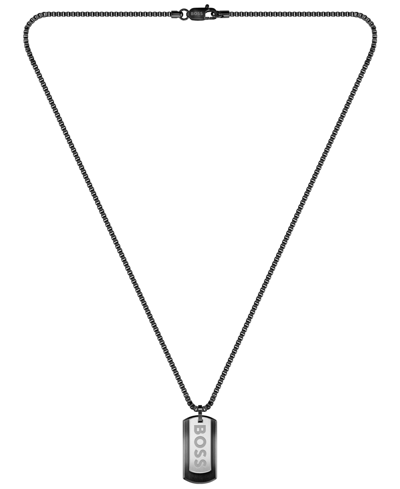 Hugo Boss Men's Devon Stainless Steel Ionic Plated Black Steel Necklace