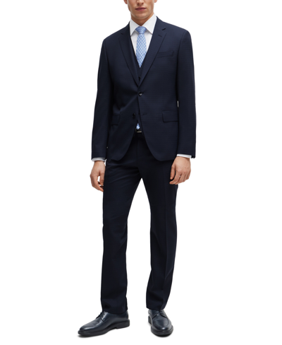 Hugo Boss Boss By  Men's Patterned Slim-fit Suit In Dark Blue