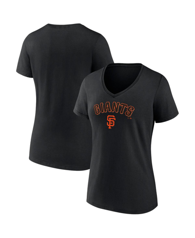 Fanatics Women's  Black San Francisco Giants Team Lockup V-neck T-shirt