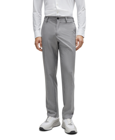 Hugo Boss Boss By  Men's Micro-patterned Slim-fit Trousers In Silver