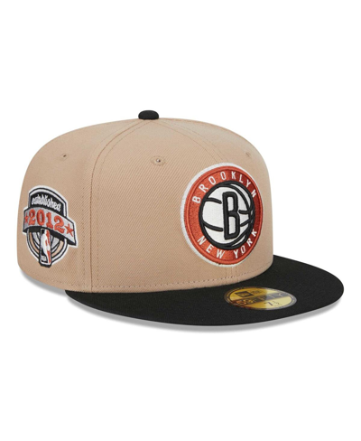 New Era Men's  Tan, Black Burnt Orange Logo 2-tone 59fifty Fitted Hat In Tan,black