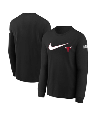 Nike Kids' Chicago Bulls  Big Boys Swoosh Long Sleeve T-shirt In Black