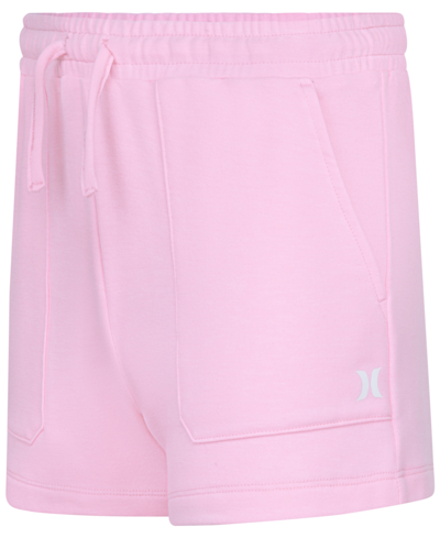 Hurley Kids' Big Girls French Terry Elastic Waistband Shorts In Sunkissed Melon Heather
