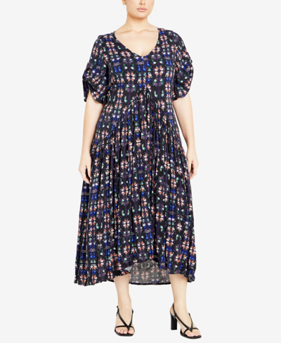 Avenue Plus Size Val Print Maxi Dress In Butterfly Pair