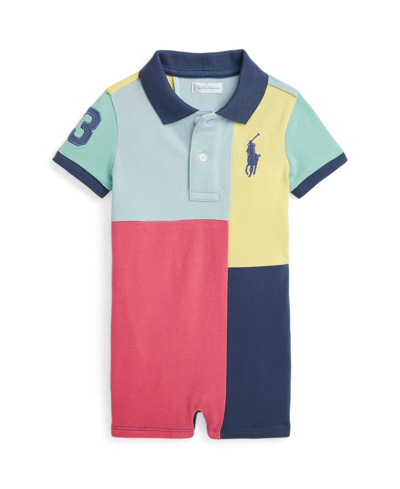 Polo Ralph Lauren Baby Boys Big Pony Cotton Mesh Polo Shortall In Pale Red Multi
