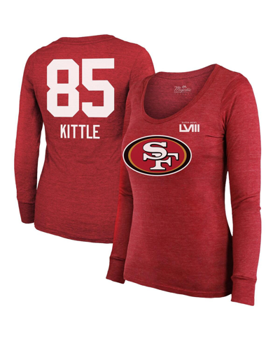 Majestic Threads George Kittle Scarlet San Francisco 49ers Super Bowl Lviii Scoop Name & Number Tri-