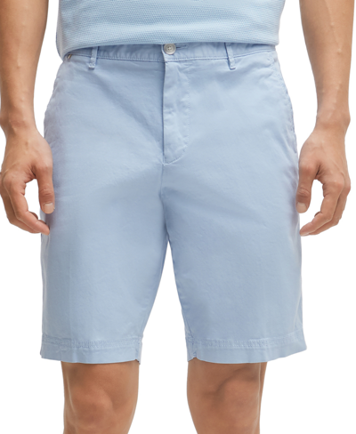 Hugo Boss Boss By  Men's Cotton-twill Slim-fit Shorts In Light,pastel Blue