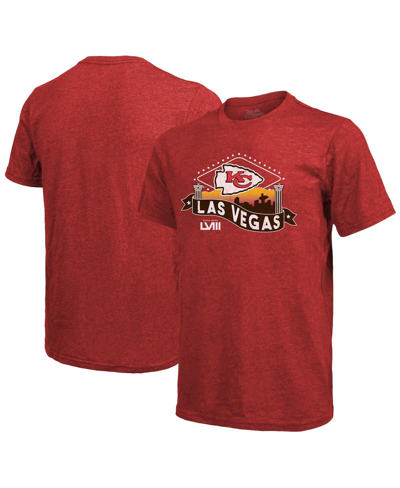 Majestic Men's  Threads Red Kansas City Chiefs Super Bowl Lviii Tri-blend T-shirt