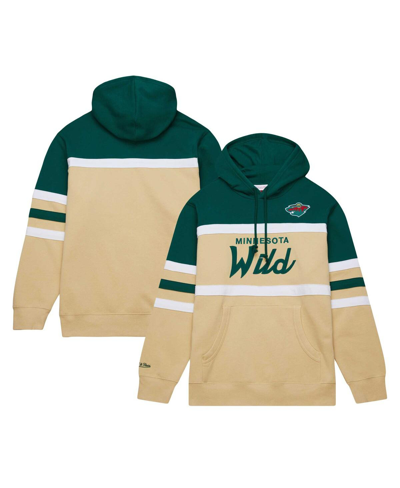 Mitchell & Ness Men's  Cream, Green Minnesota Wild Head Coach Pullover Hoodie In Cream,green