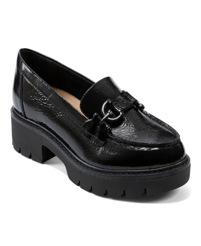 Easy Spirit Women's Eflex Kinndle Slip-on Lug Sole Casual Loafers In Black Patent Leather