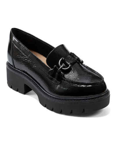 Easy Spirit Women's Eflex Kinndle Lug Sole Slip-on Loafers In Black Patent Leather
