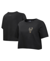 Pro Standard Women's  Black Milwaukee Bucks Holiday Glam Boxy T-shirt In Black
