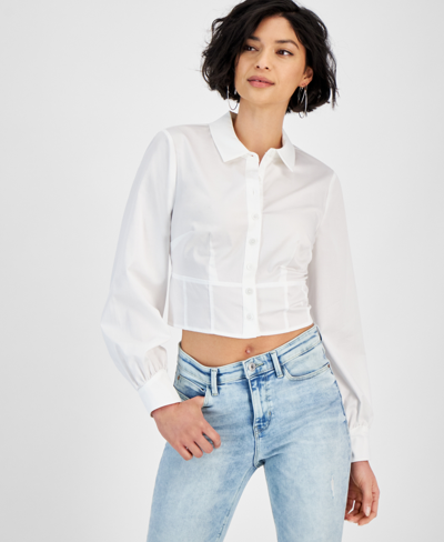 Guess Women's Monica Lace-up-back Cropped Blouse In Pure White