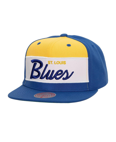Mitchell & Ness Men's  Blue Distressed St. Louis Blues Retro Script Colorblock Snapback Hat