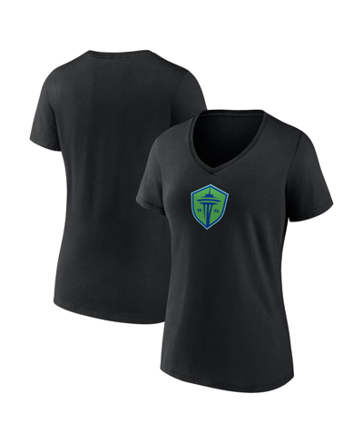 Fanatics Branded  Black Seattle Sounders Fc  Primary Logo V-neck T-shirt