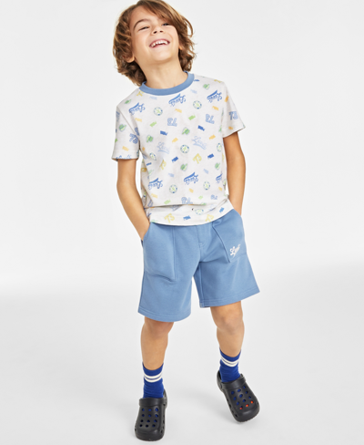Levi's Kids' Toddler And Little Boys Badges T-shirt And Shorts Set In Oatmeal Heather