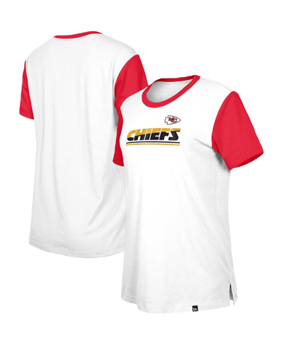 New Era Women's  White, Red Kansas City Chiefs Third Down Colorblock T-shirt In White,red