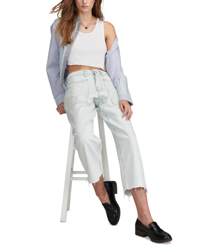 LUCKY BRAND WOMEN'S STRIPED PATCH-POCKET WIDE-LEG JEANS