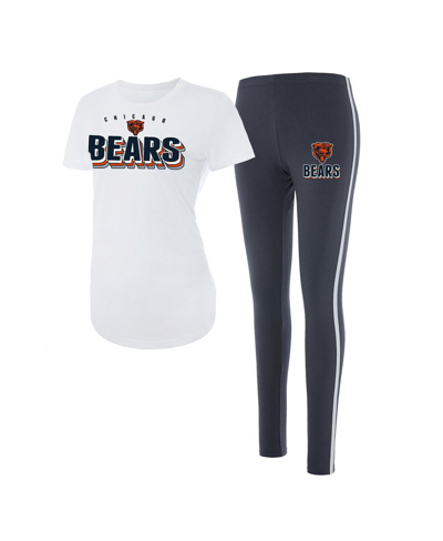 Concepts Sport Women's  White, Charcoal Chicago Bears Sonata T-shirt And Leggings Set In White,charcoal
