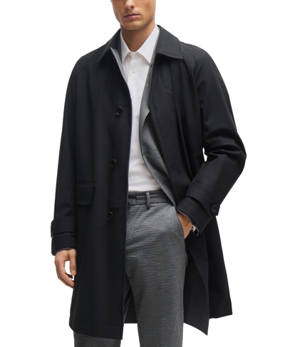 Hugo Boss Reversible Car Coat In Waterproof Performance-stretch Material In Black