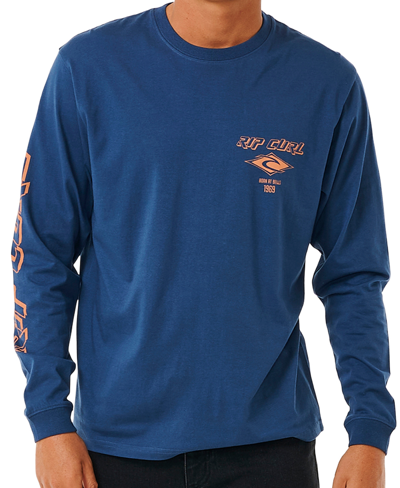 Rip Curl Men's Fade Out Icon Long Sleeve T-shirt In Washed Navy