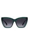 Le Specs Vamos 57mm Cat Eye Sunglasses In Emerald Green