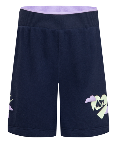 Nike Kids' Toddler Girls French Terry Shorts In Midnight Navy