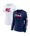 Fanatics Women's  Navy, White New England Patriots Two-pack Combo Cheerleaderâ T-shirt Set In Navy,white