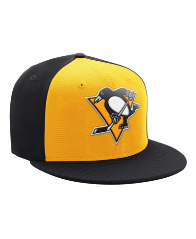 Starter Men's  Gold, Black Pittsburgh Penguins Logo Two-tone Snapback Hat In Gold,black