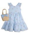 RARE EDITIONS TODDLER GIRLS EMBROIDERED SEERSUCKER DRESS WITH MATCHING BAG, 2 PIECE SET