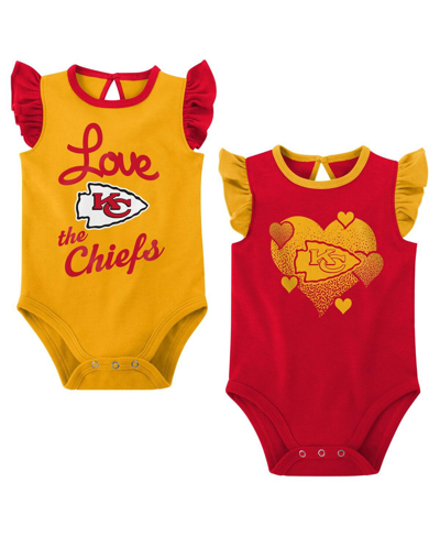 Outerstuff Baby Girls Red, Gold Kansas City Chiefs Spread The Love 2-pack Bodysuit Set