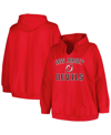 PROFILE WOMEN'S PROFILE RED NEW JERSEY DEVILS PLUS SIZE ARCH OVER LOGO PULLOVER HOODIE